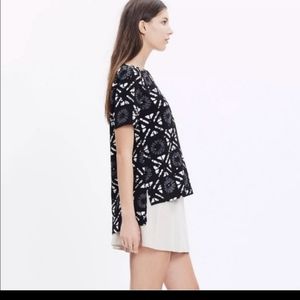 Madewell Industry Black Batik Grid Button Back Top Shirt sz Medium